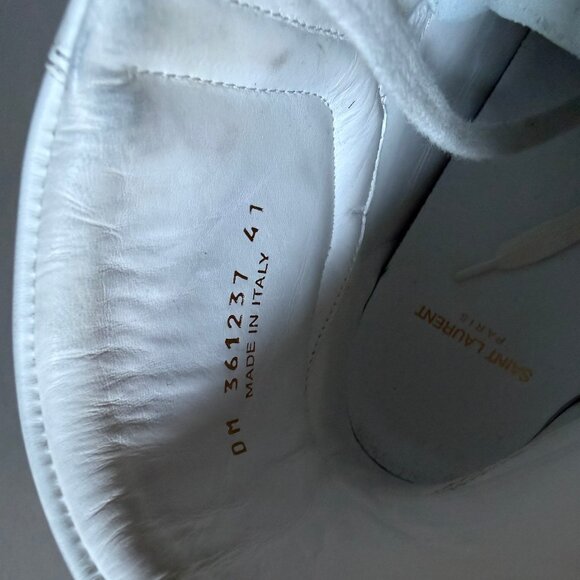 Saint Laurent SL/10H White Black Classic Court High Sneakers Sz 41 barely worn - Picture 6 of 12